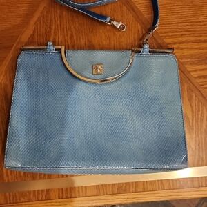 Versace Sky Blue Textured Shoulder Bag